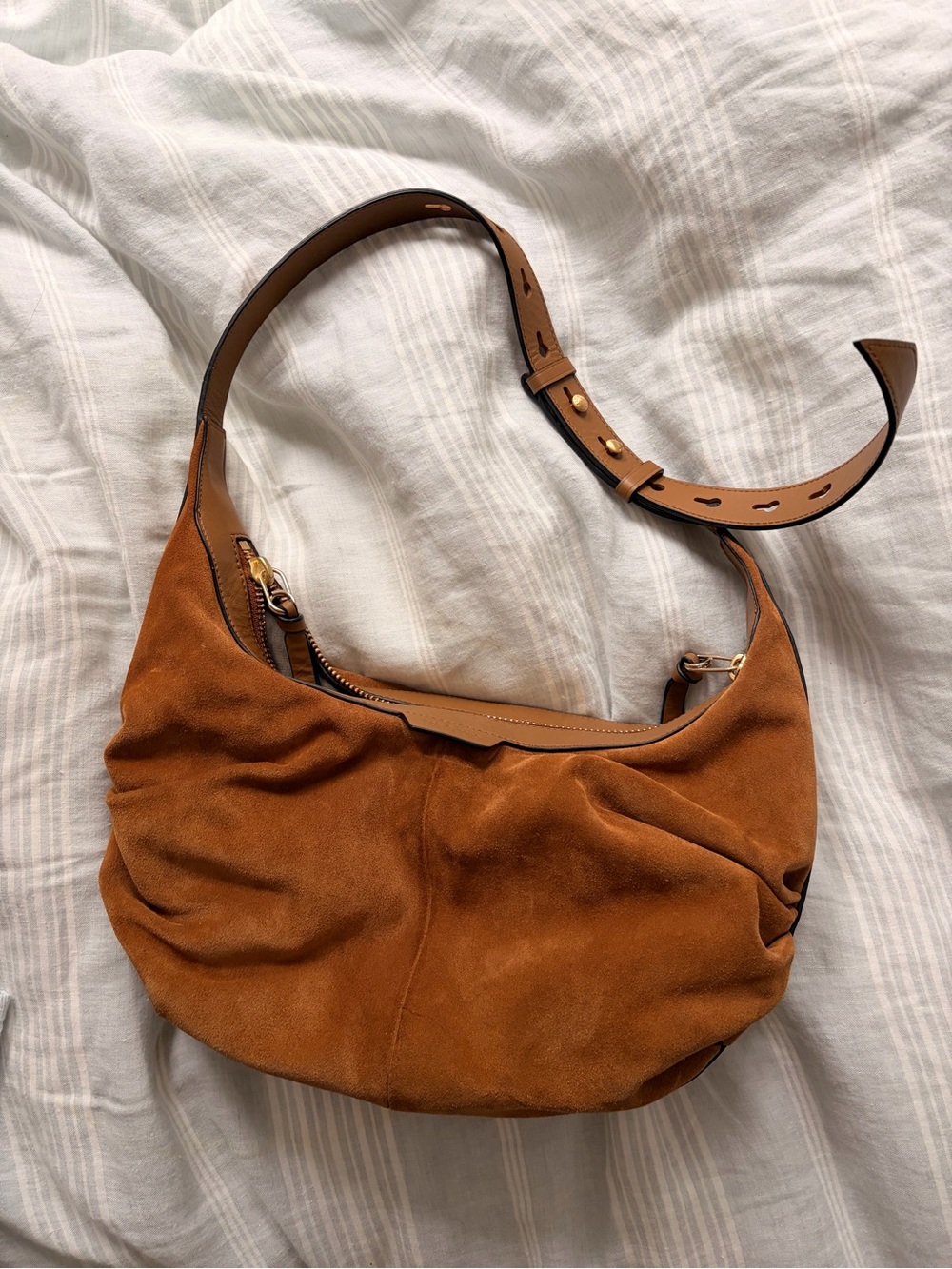 Rag & Bone Suede Shoulder Bag in Cognac Brown